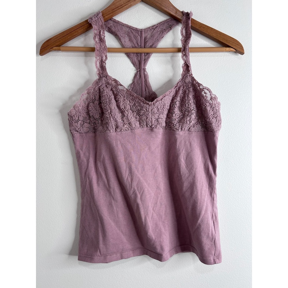 VTG Y2K American Eagle Lace Camisole Babydoll Top Sz S Dusty Rose Fairy Coquette